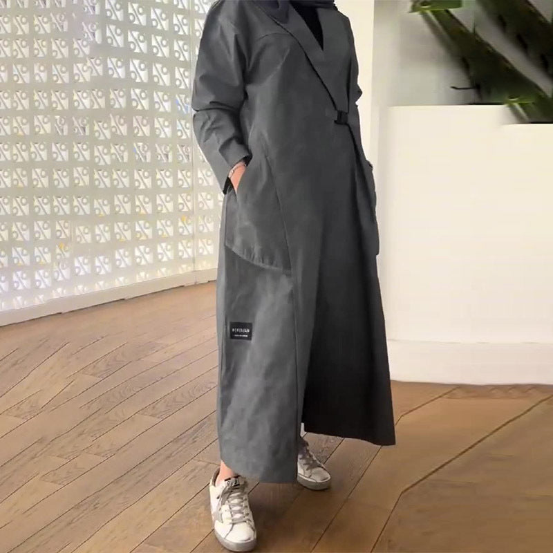 Casual long robe windbreaker jacket