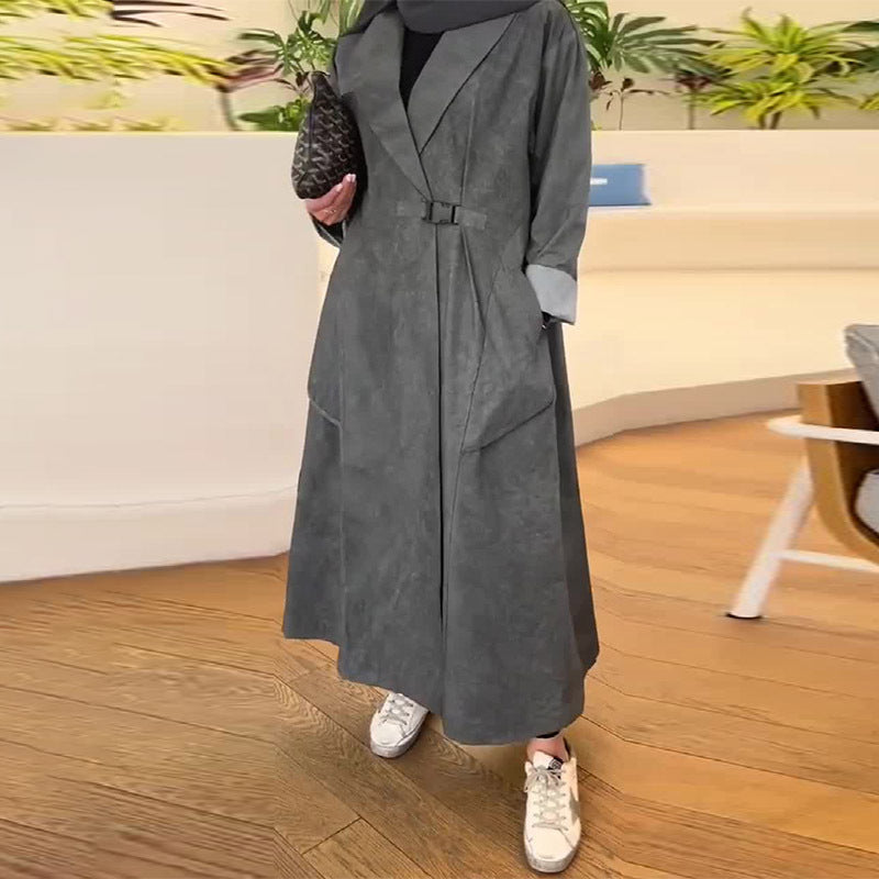 Casual long robe windbreaker jacket