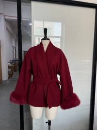 Burgundy Fuzzy Long Sleeve Coat