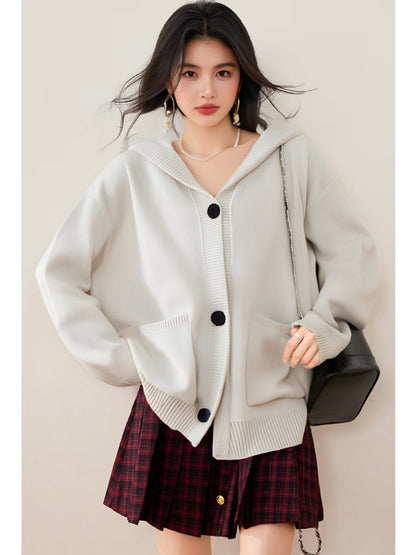 Fashion Style Long Sleeve  Closure TypeZipper  Collar TypeHooded  SilhouetteKnit Cardigan Coat