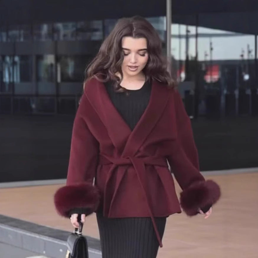 Double sided coat mid length warm jacket