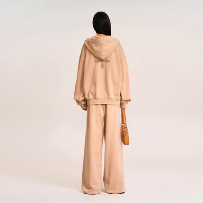 SMFK Cross Statue Oversized Zip-Up Hoodie CH005S1/DK/CF Embroidered Cotton Casual Open Front Hoodie