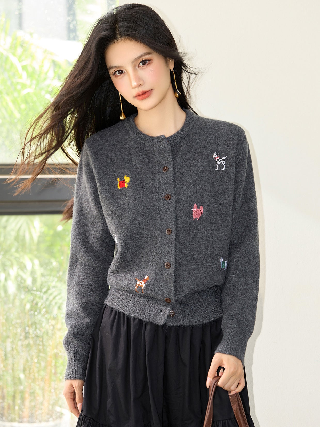 Knitted Cardigan Coat for Women Autumn Winter Loose Soft Youthful Knit Open Front Top