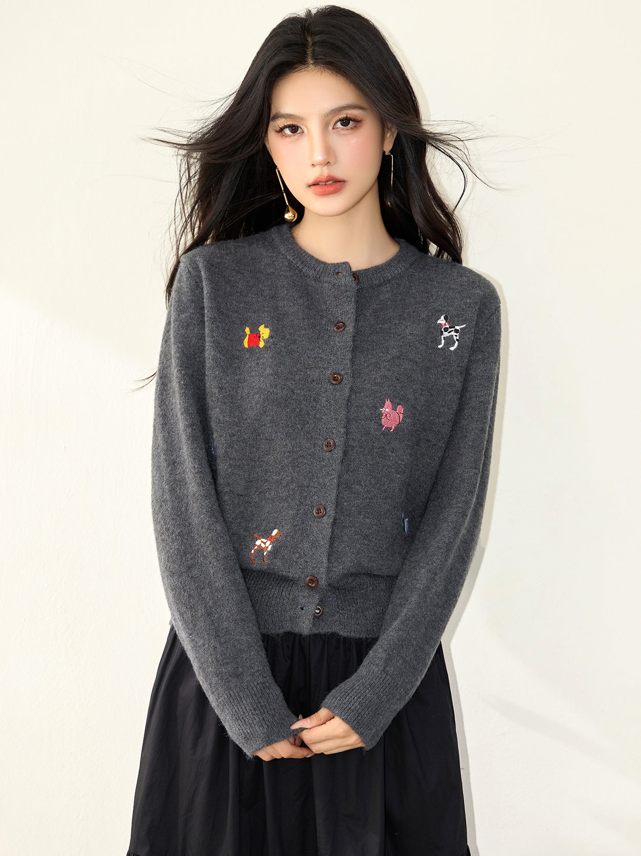 Knitted Cardigan Coat for Women Autumn Winter Loose Soft Youthful Knit Open Front Top