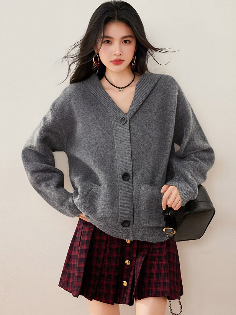 Fashion Style Long Sleeve  Closure TypeZipper  Collar TypeHooded  SilhouetteKnit Cardigan Coat