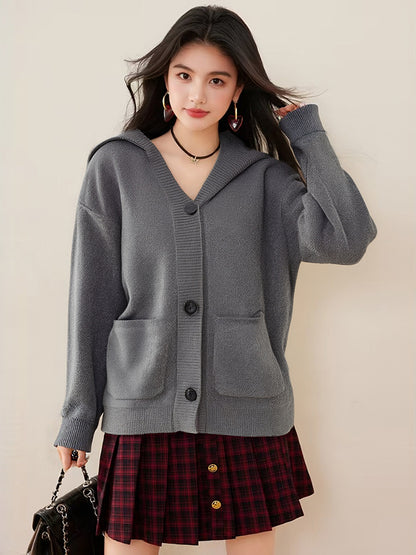 Fashion Style Long Sleeve  Closure TypeZipper  Collar TypeHooded  SilhouetteKnit Cardigan Coat