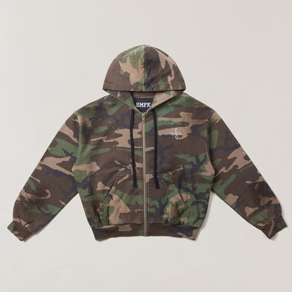 SMFK Cross Statue Oversized Zip-Up Hoodie CH005S1/DK/CF Embroidered Cotton Casual Open Front Hoodie