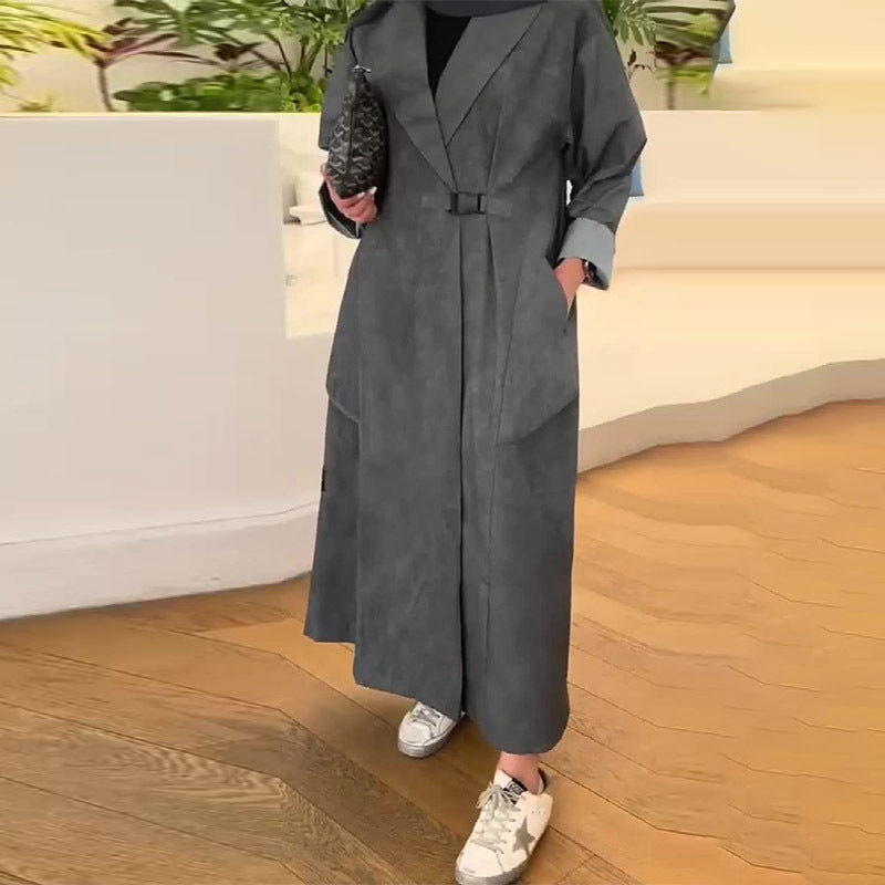 Casual long robe windbreaker jacket