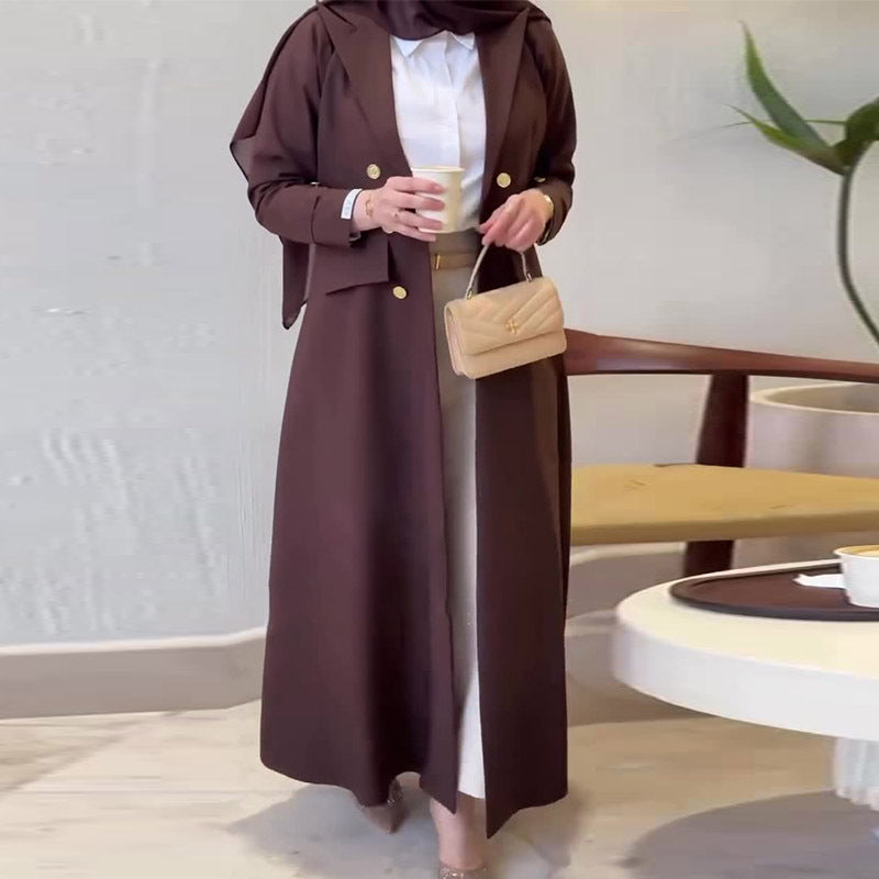 French comfortable medium long style women's trench coat with temperament