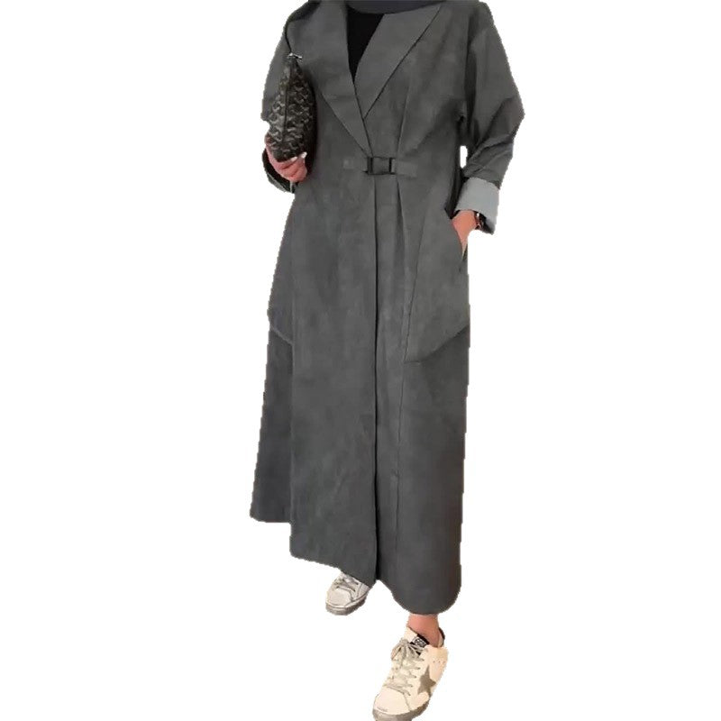 Casual long robe windbreaker jacket