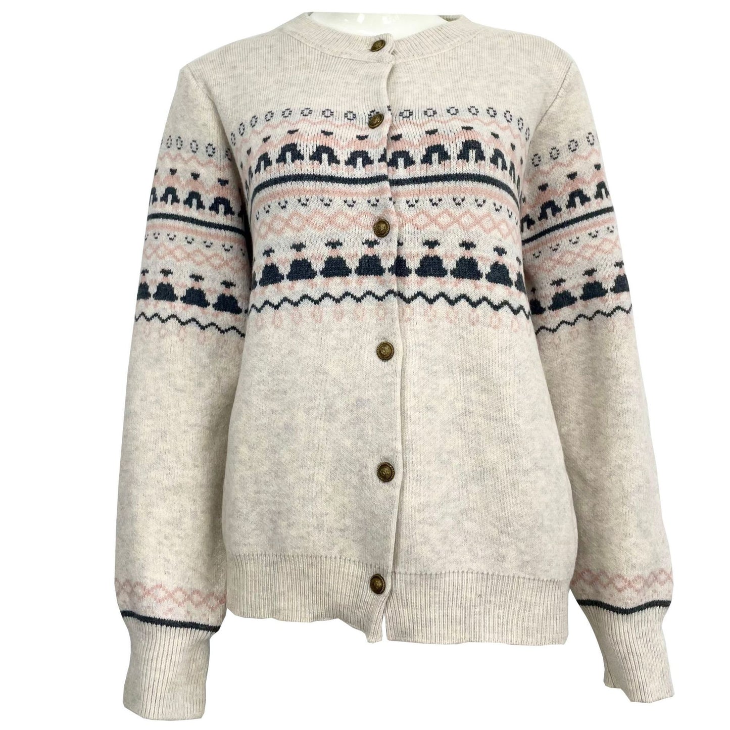 Single breasted red Christmas figurine autumn/winter sweater