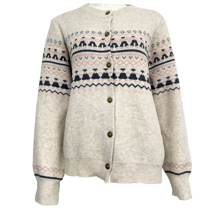 Single breasted red Christmas figurine autumn/winter sweater