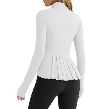 LOVILDS slim Fit Women’s Workout Zip Jacket: Lightweight Pleats + Thumb Holes & Pockets – Perfect for Active Days!